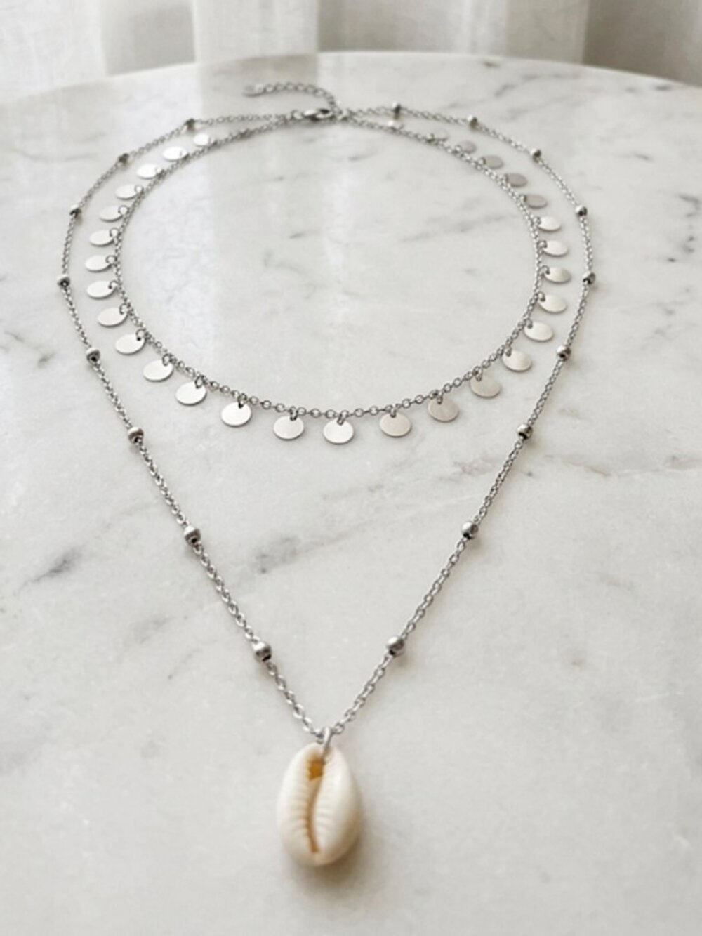 Ladies Double Layered Seashell Necklace